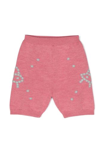 Gucci Kids floral-embroidered wool shorts - Pink