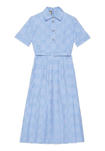 Gucci logo-print flared shirt dress - Blue