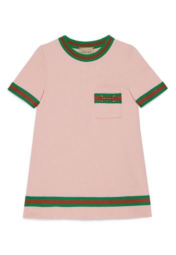 Gucci Kids stripe-detail cotton dress - Pink