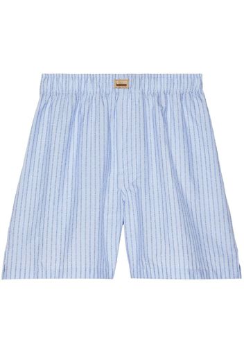 Gucci stripe-print cotton shorts - Blue