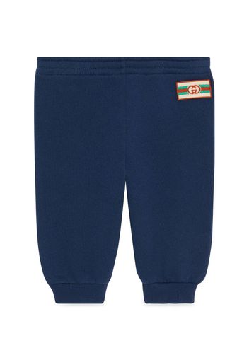 Gucci Kids logo-patch cotton track pants - Blue