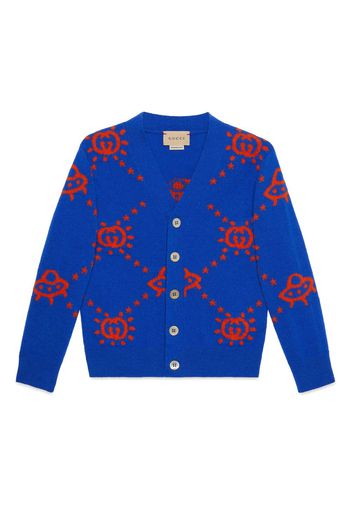 Gucci Kids Interlocking G-pattern wool cardigan - Blue