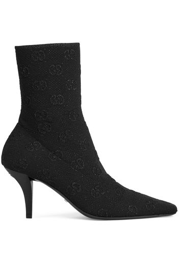 Gucci Interlocking-G 75mm knitted ankle boots - Black