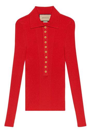 Gucci ribbed-knit polo shirt - Red