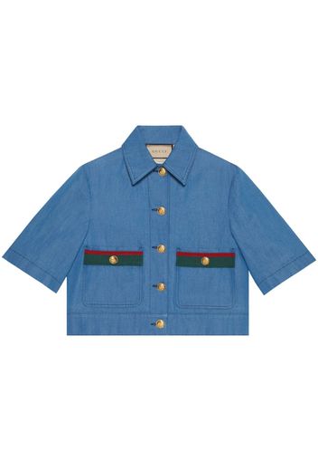 Gucci Web-detail denim shirt - Blue