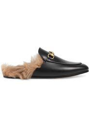 Gucci Black Princetown leather fur lined mules