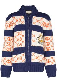 Gucci intarsia knit GG striped cardigan - Blue