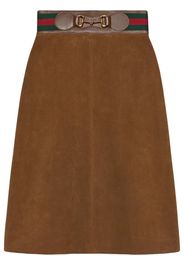 Horsebit suede midi skirt