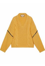 Gucci V-neck cable-knit wool jumper - Yellow