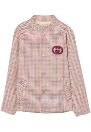 Gucci Kids logo-patch checked shirt jacket - Red