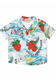 Gucci Kids strawberry print shirt - Blue