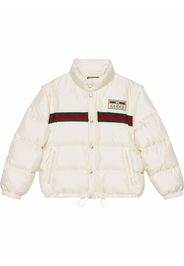 Gucci logo-patch padded bomber jacket - White