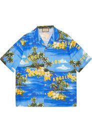 Gucci palm tree-print bowling shirt - Blue