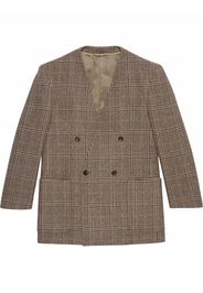 Gucci Prince of Wales double-breasted jacket - Brown