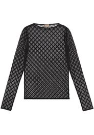 Gucci GG-embroidered tulle blouse - Black