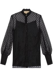 Gucci GG geometric lace puff-sleeve shirt - Black