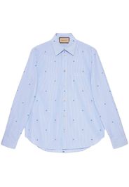 Gucci striped logo-embroidered cotton shirt - Blue