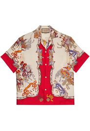 Gucci graphic-print silk bowling shirt - White