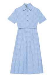 Gucci logo-print flared shirt dress - Blue