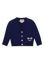 Gucci Kids Horsebit-print cotton cardigan - Blue