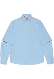 Gucci logo-embroidered short-sleeve shirt - Blue