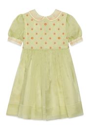 Gucci Kids floral-embroidered silk-organza dress - Green