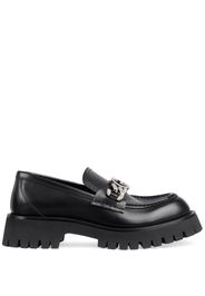 Gucci logo-chain leather loafers - Black