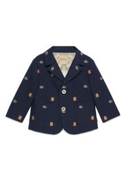 Gucci Kids logo-embroidered single-breasted blazer - Blue