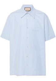 Gucci logo-embroidered cotton shirt - Blue