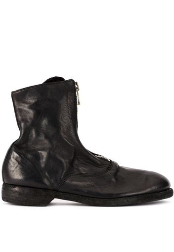 Guidi soft zip front ankle boots - Black