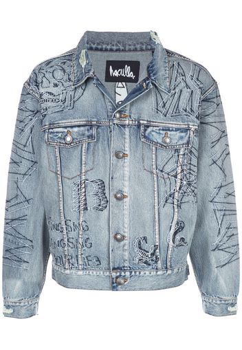 Tatted printed denim jacket