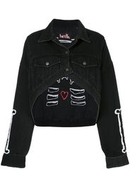 Haculla bone print cropped denim jacket - Black