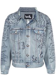 Tatted printed denim jacket