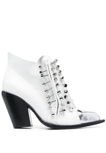 HARDOT studded leather ankle boots - White