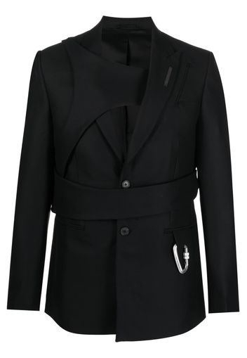 HELIOT EMIL carabiner-detail striped blazer - Black