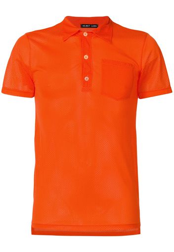 Helmut Lang Pre-Owned mesh fitted polo shirt - Orange