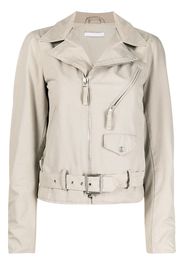 Helmut Lang Pre-Owned 1990s belted biker jacket - Neutrals