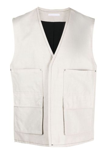 Helmut Lang cotton-linen cargo gilet - Neutrals