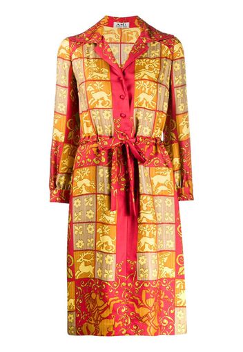 1980s silk printed shirt dress