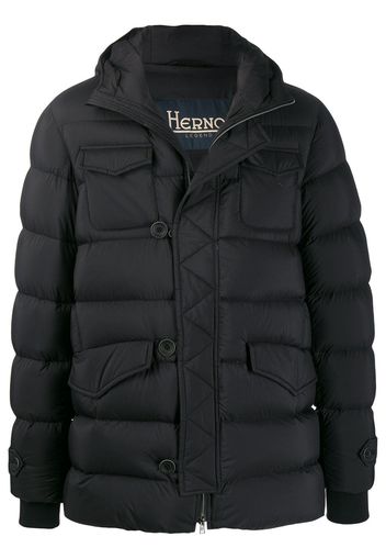 Herno flap pockets padded coat - Black