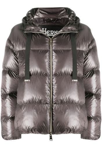 metallic quilted puffer jacket