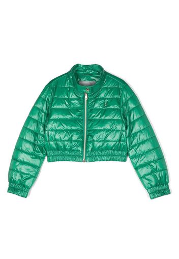 Herno Kids metallic cropped padded jacket - Green