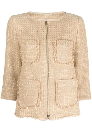 Herno zip-up tweed jacket - Neutrals