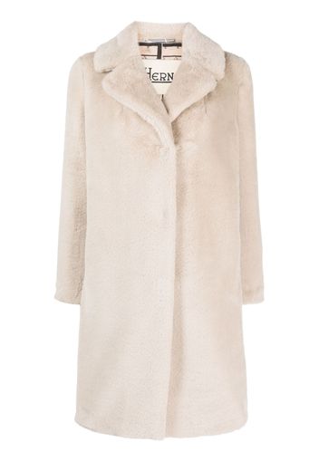 Herno faux-fur single-breasted coat - Neutrals