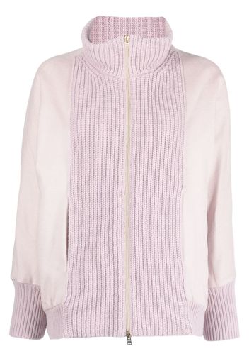 Herno knitted-panels zip-up jacket - Pink