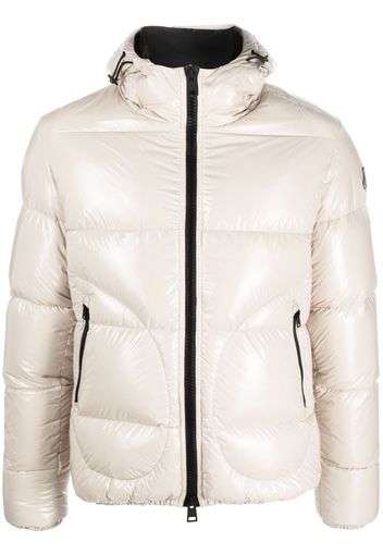 Herno logo-patch padded hooded jacket - Neutrals