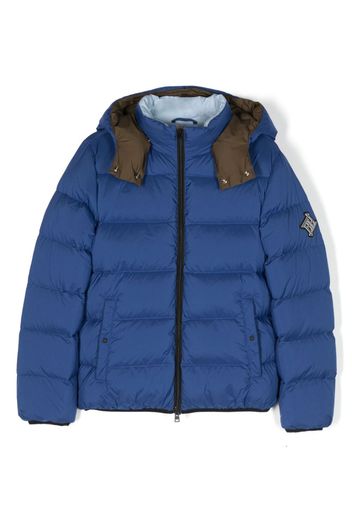 Herno Kids logo-patch padded hooded jacket - Blue