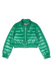 Herno Kids metallic cropped padded jacket - Green