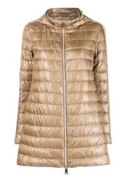 Herno concealed-hood padded swing jacket - Brown