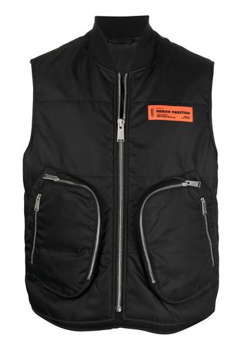 padded zip-pocket waistcoat